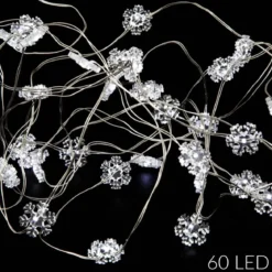 Girlanda świetlna śnieżynki, 60 LED