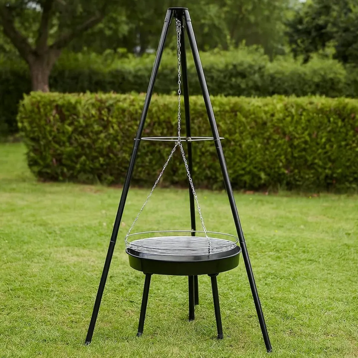Grill ogrodowy trójnóg IGNIS z paleniskiem i rusztem, 151 cm