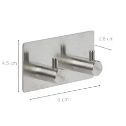 Haczyk samoprzylepny STIKY+ 2 uchwyty, stal nierdzewna, 9 x 2,8 x 4,5 cm