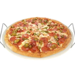 Kamień do pieczenia pizzy, chleba + metalowa podstawka do podawania