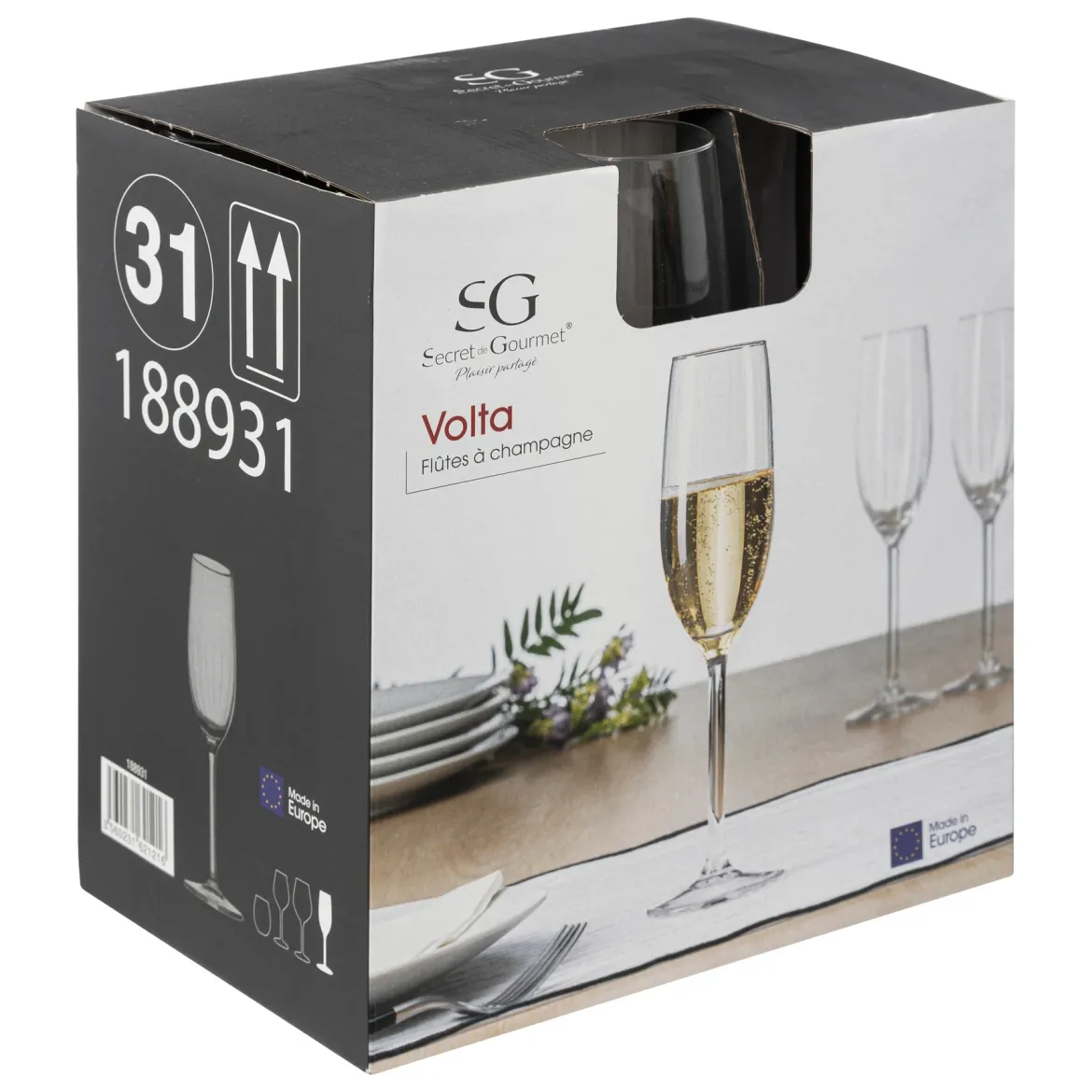 Kieliszki do szampana VOLTA, 6 sztuk x 210 ml