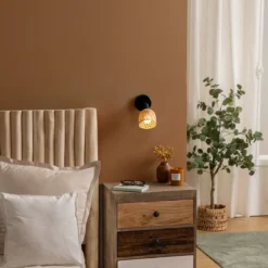 Kinkiet ścienny LIO klosz z plecionego bambusa, Ø 10 cm