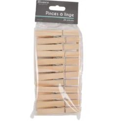 Klamerki z naturalnego drewna, 24 szt.