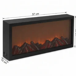Kominek dekoracyjny LED, metalowy, 10 x 57 x 25 cm