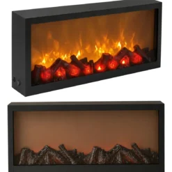Kominek dekoracyjny LED, metalowy, 10 x 57 x 25 cm