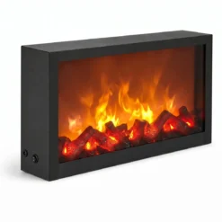 Kominek dekoracyjny LED, metalowy, 10 x 41 x 25 cm