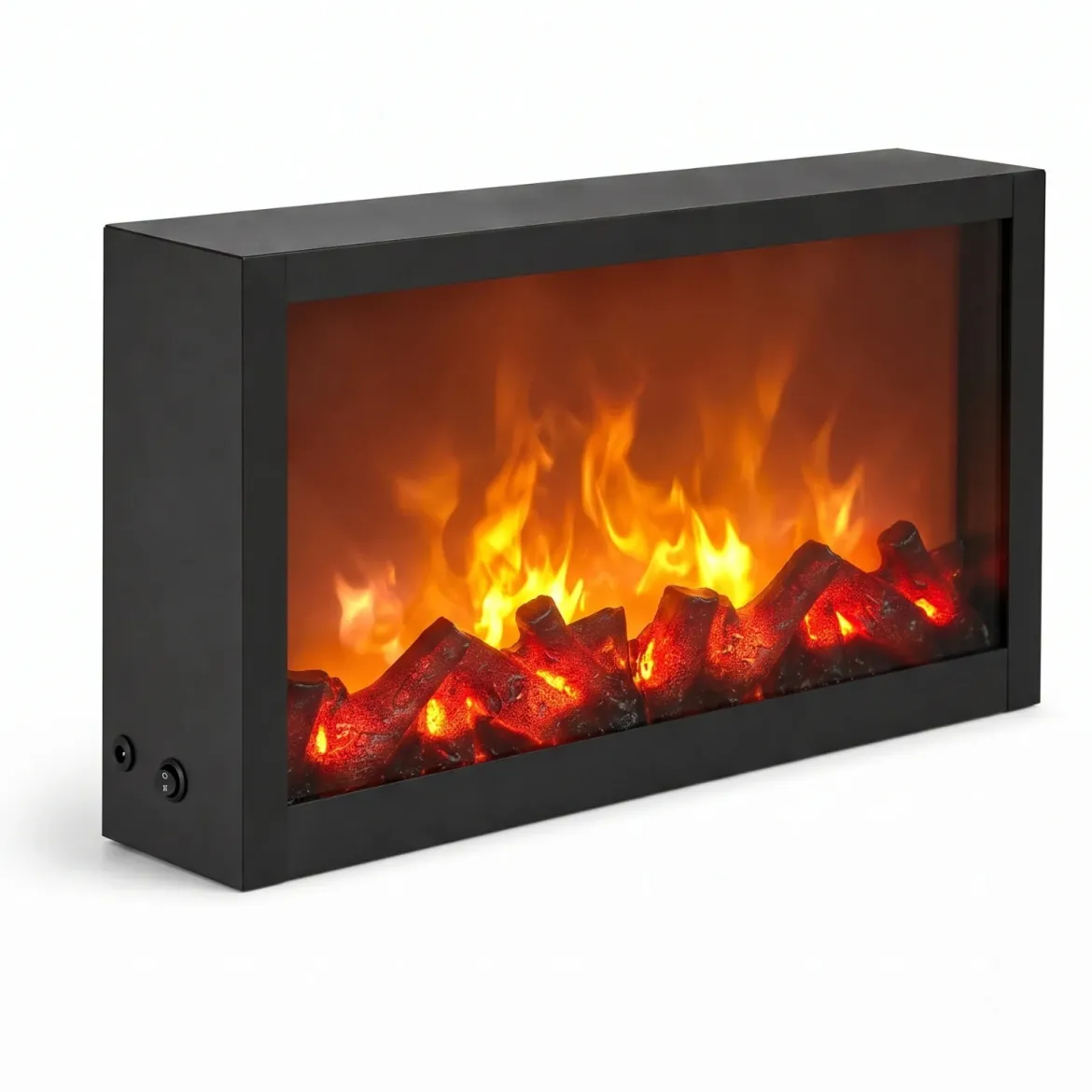 Kominek dekoracyjny LED, metalowy, 10 x 41 x 25 cm