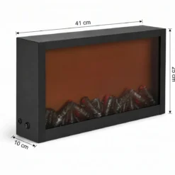 Kominek dekoracyjny LED, metalowy, 10 x 41 x 25 cm