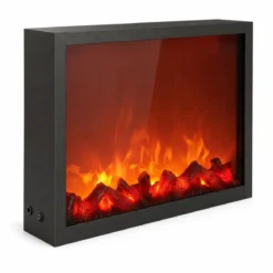 Kominek dekoracyjny LED, metalowy, 10 x 41 x 35 cm