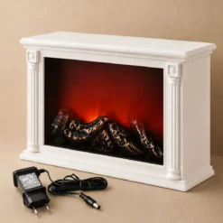 Kominek dekoracyjny LED w stylu klasycznym, 10 x 33 x 21 cm