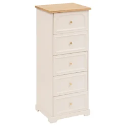 Komoda z 5 szufladami MOHEA, 45 x 39 x 113 cm, beżowa