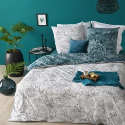 Komplet dwustronnej pościeli bawełnianej w piękny roślinny wzór w rozmiarze 240 cm x 220 cm