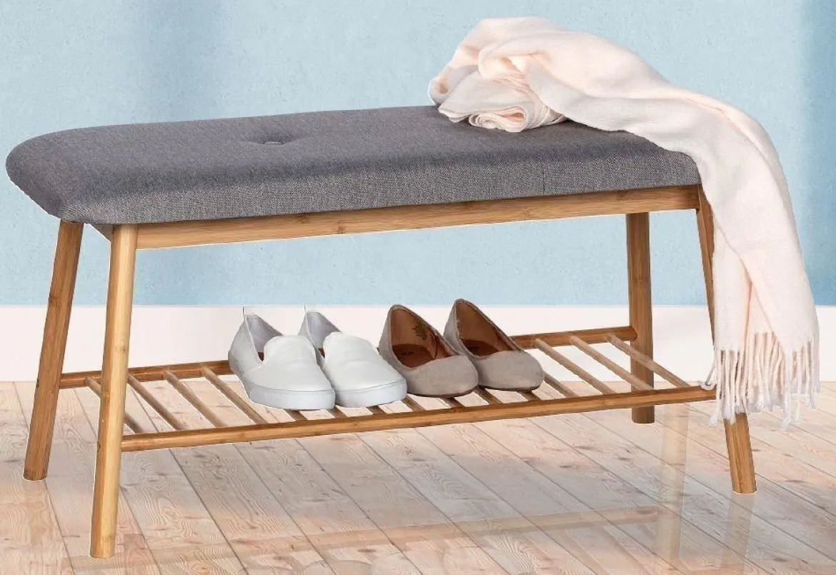 Komplet mebli bambusowych BAHARI szafka na buty z siedziskiem + ława z półką, WENKO
