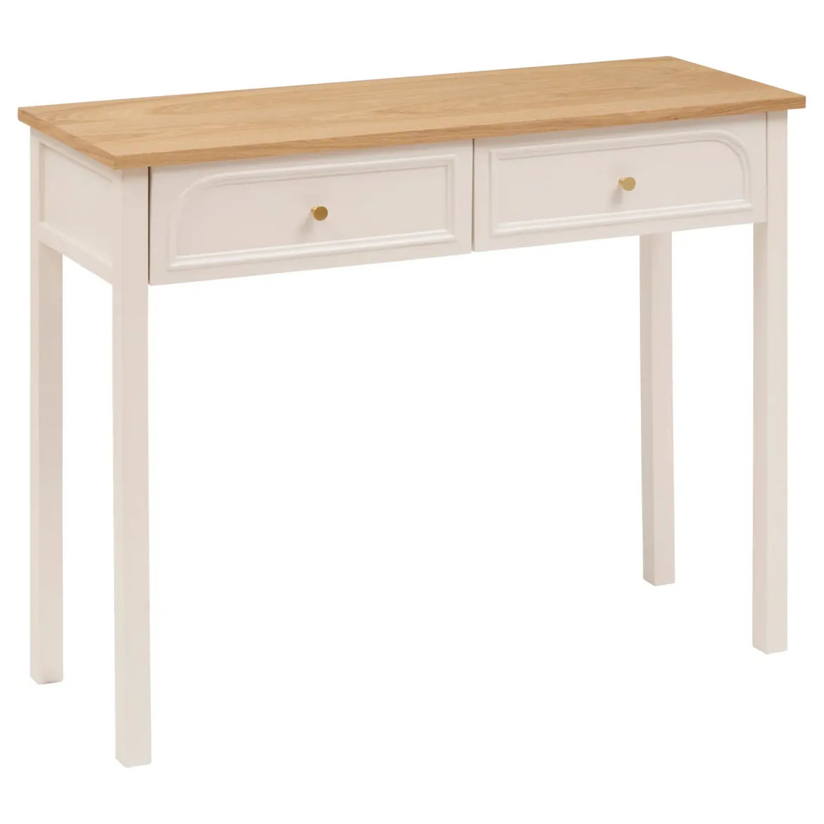 Konsola z 2 szufladami MODEA, 100 x 35 x 80 cm, beżowa