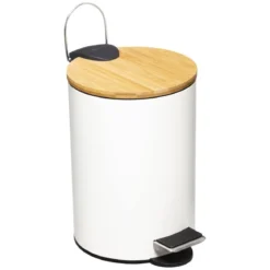 Kosz łazienkowy na śmieci z bambusową pokrywą MODERN, 3 l