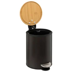 Kosz łazienkowy na śmieci z bambusową pokrywą MODERN, 3 l