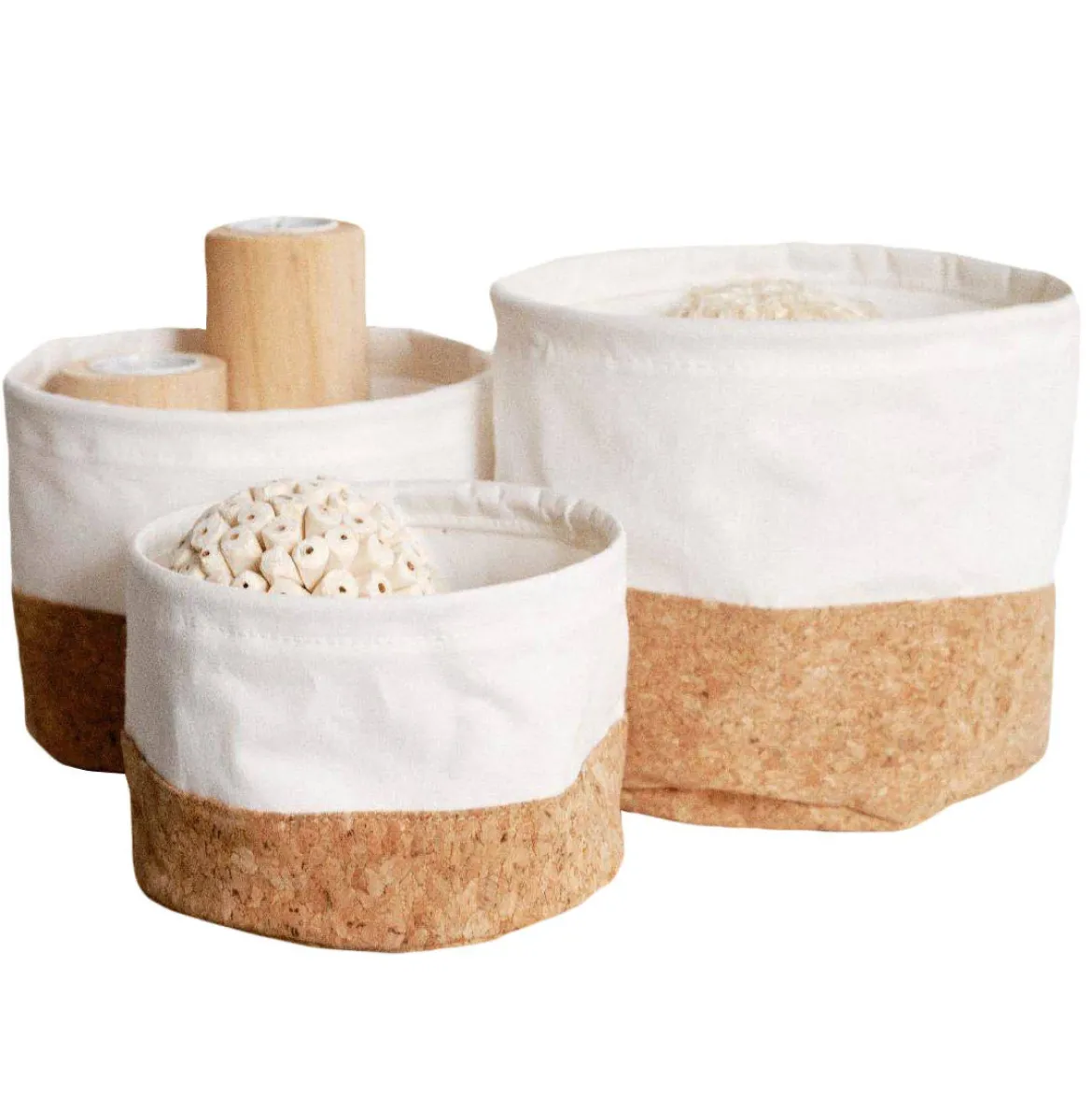 Kosze do przechowywania Simplicity, korkowa podstawa, 3 pojemniki