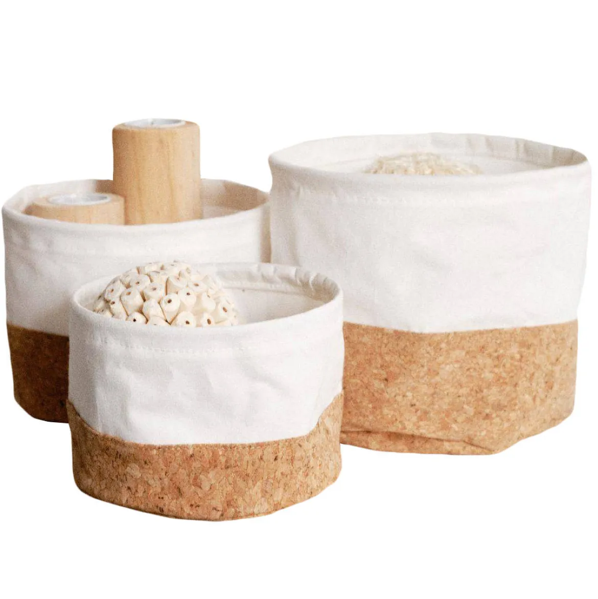 Kosze do przechowywania Simplicity, korkowa podstawa, 3 pojemniki