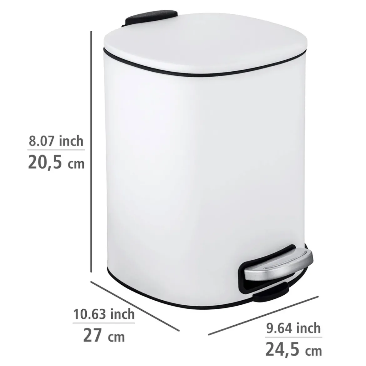 Kosz na śmieci ALASSIO, z pedałem i funkcją Easy-Close, 5 L, WENKO