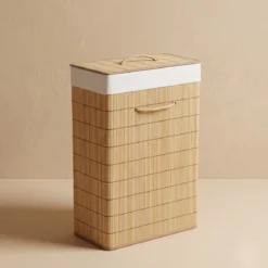 Kosz na pranie bambusowy, 40 x 19 x 57 cm