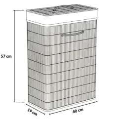 Kosz na pranie bambusowy, 40 x 19 x 57 cm