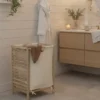 Kosz na pranie ze stelażem z drewna akacjowego ACINA, 48 l, WENKO