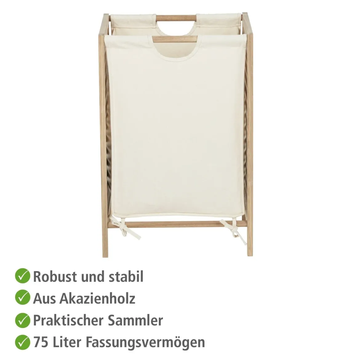 Kosz na pranie ze stelażem z drewna akacjowego ACINA, 48 l, WENKO