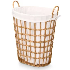 Kosz na pranie z materiałowym wkładem i uchwytami, 58 cm