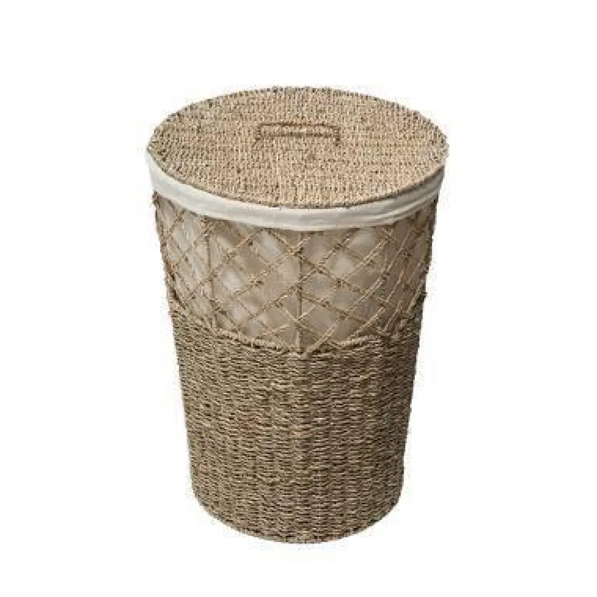 Kosz na pranie z trawy morskiej, 38 cm, bawełniany wkład
