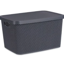 Kosz plastikowy z pokrywką, organizer, 19 l