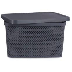 Kosz plastikowy z pokrywką, organizer, 19 l