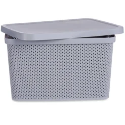 Kosz plastikowy z pokrywką, organizer, 19 l