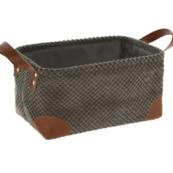 Koszyk do przechowywania, sztruks z uchwytami, 30 x 20 x 15 cm