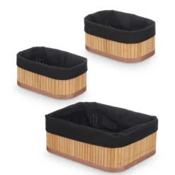 Koszyki do łazienki bambusowe VIVID, 3 sztuki