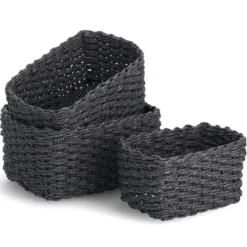 Koszyki do przechowywania, plecionka papierowa, 3 sztuki
