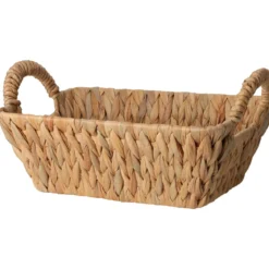 Koszyk na chleb pleciony z hiacyntu wodnego BRAID, z uchwytami, 30 x 25 cm