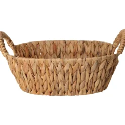 Koszyk na chleb pleciony z hiacyntu wodnego BRAID, z uchwytami, 30 x 25 cm