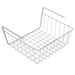 Koszyk podwieszany na owoce, metalowy, jasnoszary, 30 x 25,5 x 14 cm