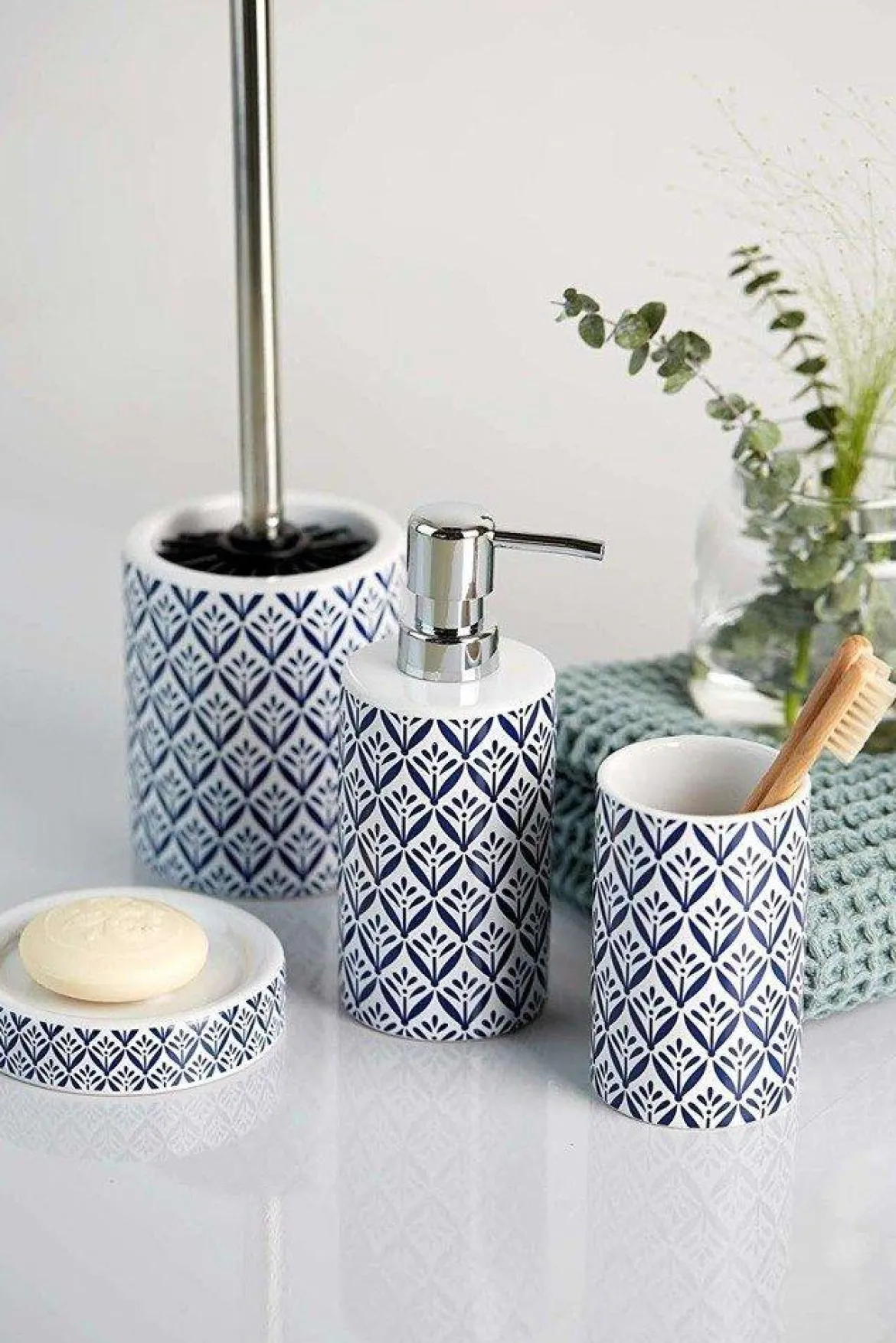 Kubek ceramiczny na szczoteczki z zębów, pojemnik łazienkowy LORCA z motywem greckim - WENKO