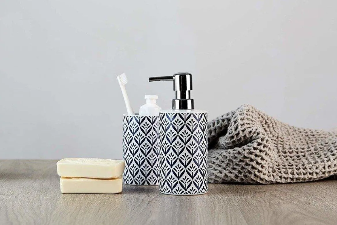 Kubek ceramiczny na szczoteczki z zębów, pojemnik łazienkowy LORCA z motywem greckim - WENKO