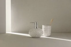 Kubek ceramiczny na szczoteczki do zębów, Pergole Cream, WENKO