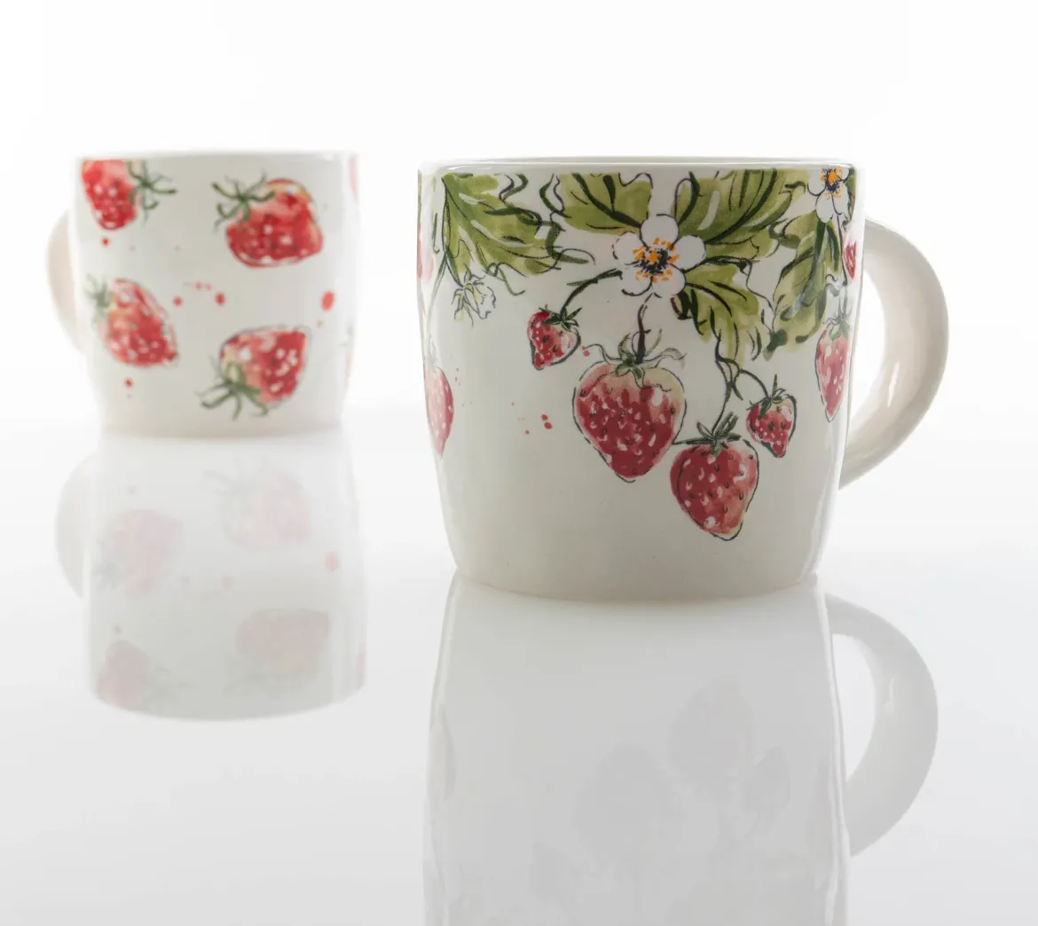 Kubek ceramiczny w truskawki STRAWBERRY, 450 ml