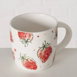 Kubek ceramiczny w truskawki STRAWBERRY, 450 ml