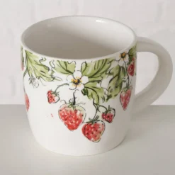 Kubek ceramiczny w truskawki STRAWBERRY, 450 ml
