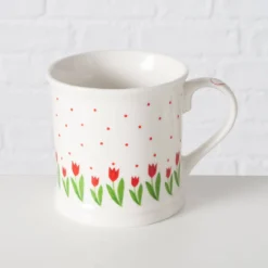 Kubek do kawy i herbaty DANIQUE, wzór w tulipany, 420 ml