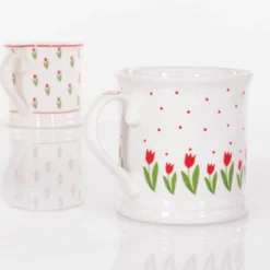 Kubek do kawy i herbaty DANIQUE, wzór w tulipany, 420 ml