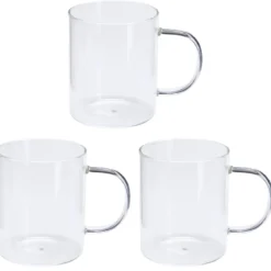 Kubek szklany z dużym uchem VUNI, 3 x 400 ml