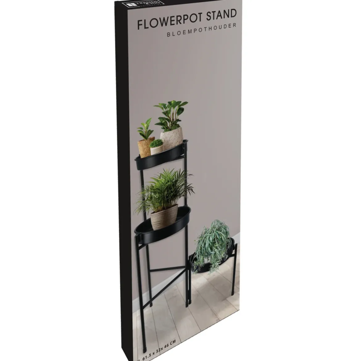 Kwietnik loftowy czarny na 3 doniczki BOGI, 61,5 cm