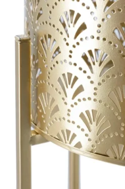 Kwietnik metalowy NAT, zestaw 2 szt., złoty, Ø 21x52 i 19x42 cm