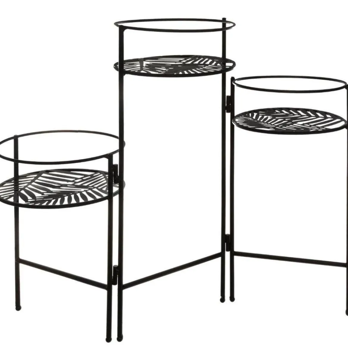 Kwietnik metalowy stojący LEAF, 3 podstawki na kwiaty, 49 cm